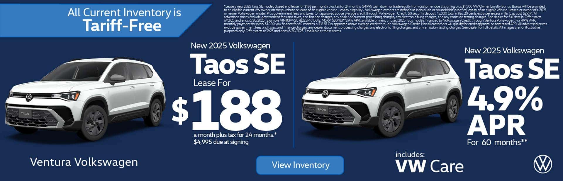 New 2025 Volkswagen Taos SE "Lease For $188 a month plus tax for 24 months* $4,995 due at signing OR 4.9% APR for 60 mo** "