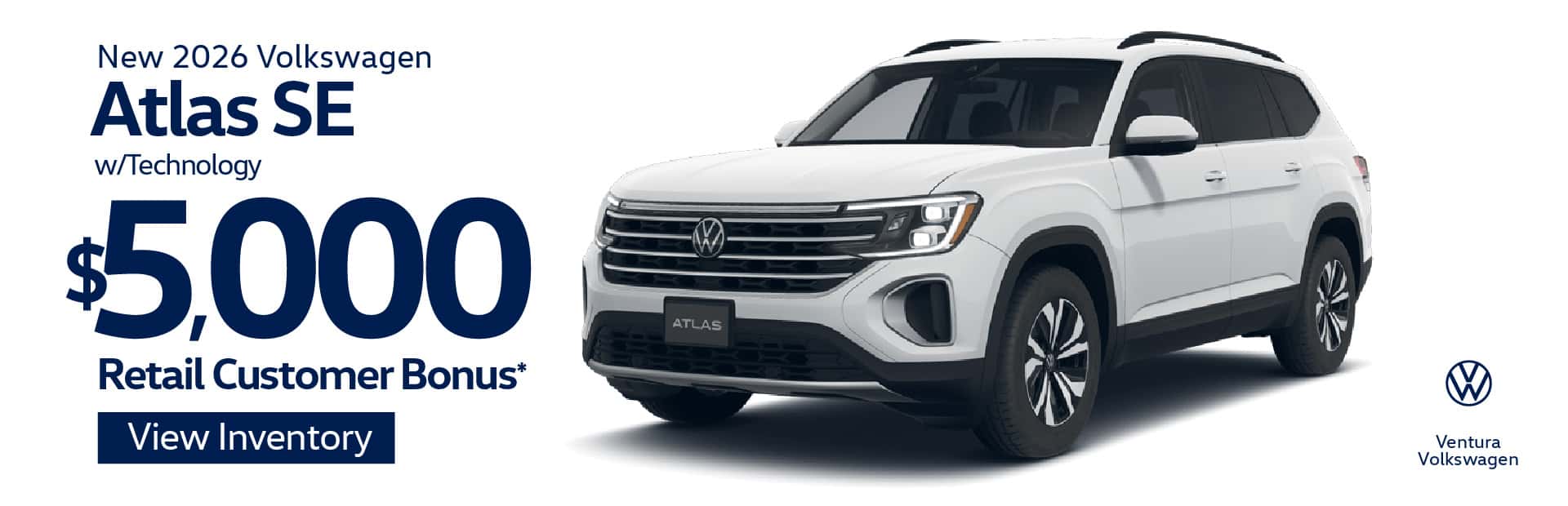 New 2026 Volkswagen Atlas SE w/ Technology $5,000 Retail Customer Bonus*