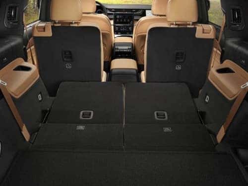 2024 Jeep Grand Cherokee view of rear seats down showing large cargo space