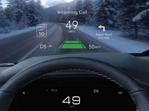 2024 Wagoneer close up view of head up display showing speed limit
