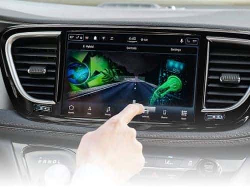2024 Chrysler Pacifica PHEV close up view of touchscreen display