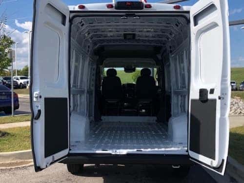 2025 RAM ProMaster rear interior view showing large cargo space