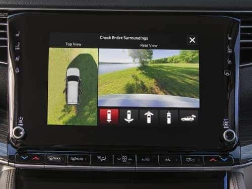 2024 Wagoneer close up view of touchscreen display showing 360 view camera