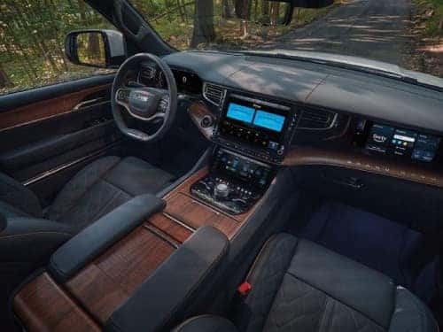 2024 Grand Wagoneer overhead view of front seating area and dash