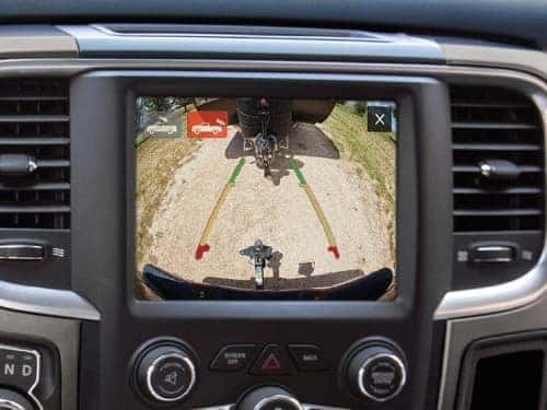 2024 RAM 1500 Classic close up view of touchscreen showing rear camera view