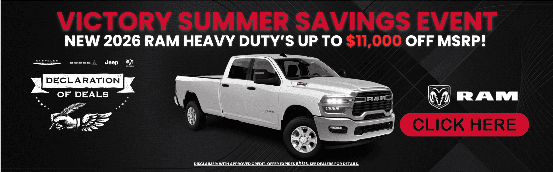 Victory Summer Savings event Ram Heavy Duty up to 11k off Msrp