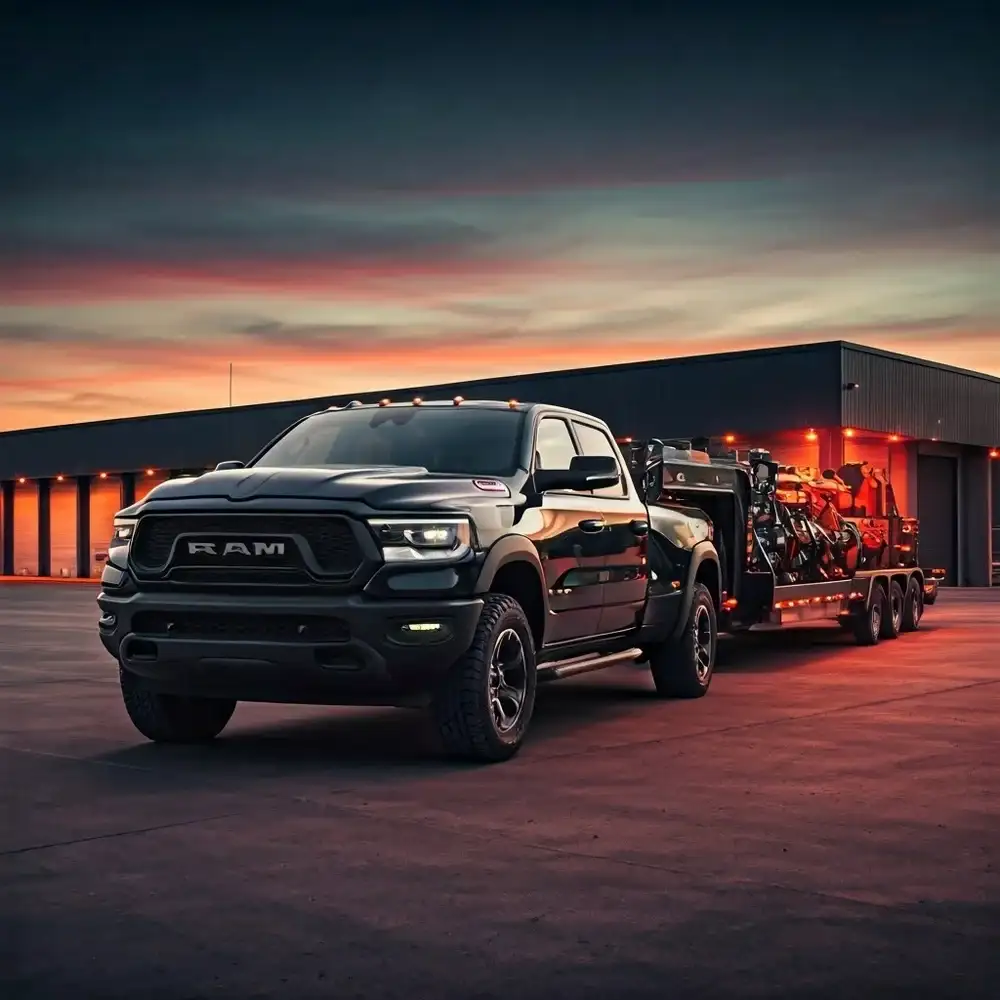 RAM HD pulls trailer with equipment
