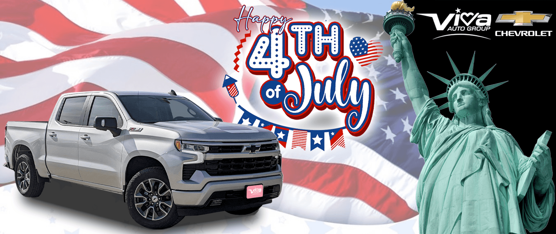 Viva Chevrolet in El Paso fourth of July Banner