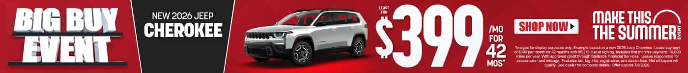 NEW 2026 Jeep Cherokee Lease for $399/Month for 42 Months*