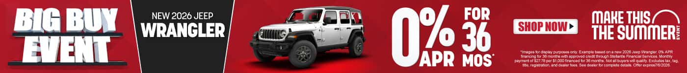 NEW 2026 Jeep Wrangler 0% APR for 36 Months*