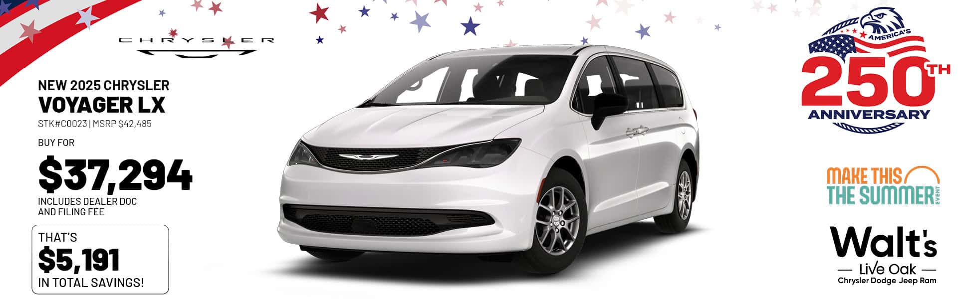Save on a New 2025 Chrysler Voyager LX